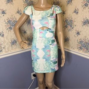 L’Atiste by Amy Pastel Watercolor Cut-out Bodycon Mini Dress, Size S, NWT